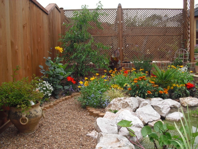 Timber Post Edged Gravel Path.