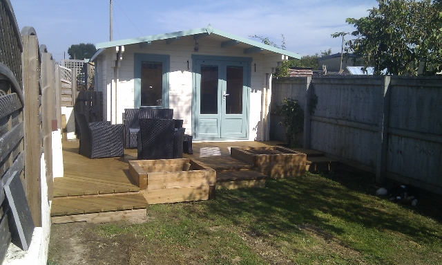Softwood Deck with Planters.