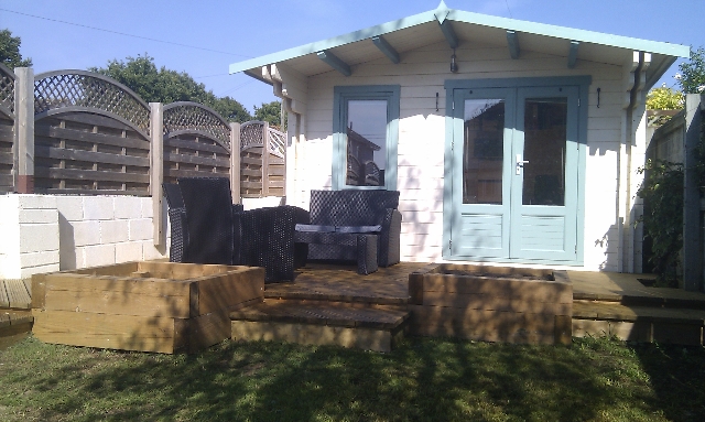 Softwood Deck with Planters.