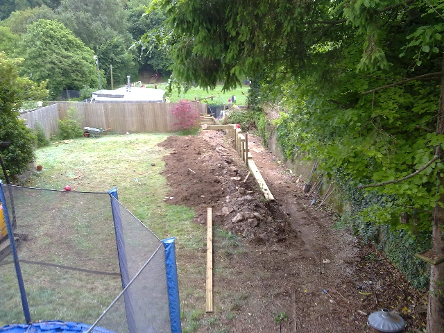 Garden During Construction of Retaining Wall.