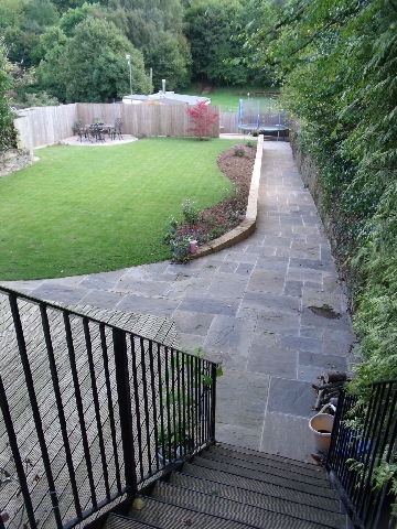 Garden After Construction of Retaining Wall and Path.